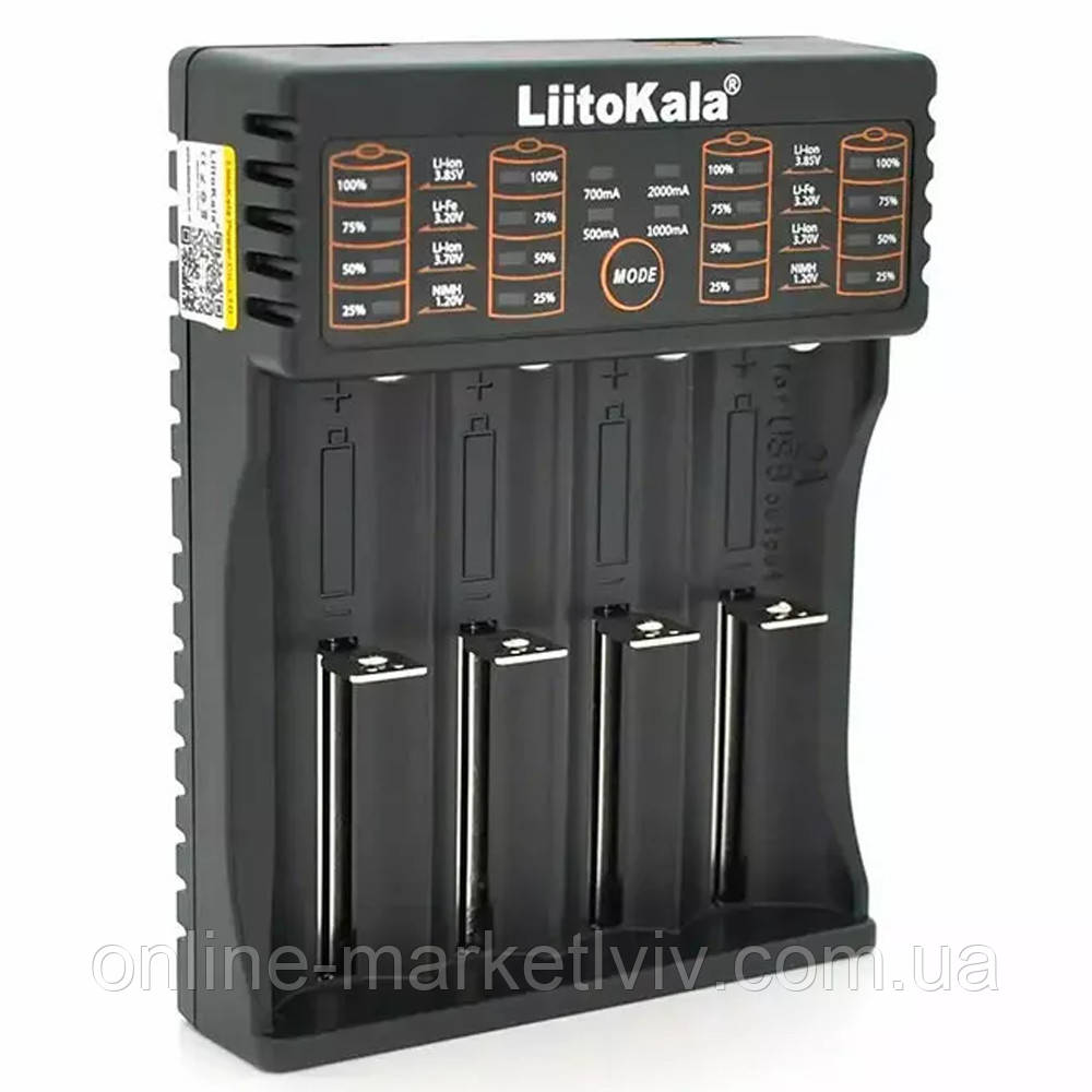 Зарядний пристрій для 4-ох акумуляторів Liitokala Lii-402, з функцією PowerBank / Зарядка для батарейок