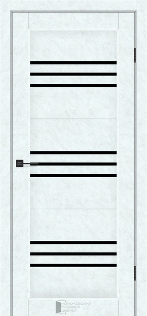 Двері міжкімнатні КФД/ KFD TRIO Бетон білий з чорним склом, фото 1
