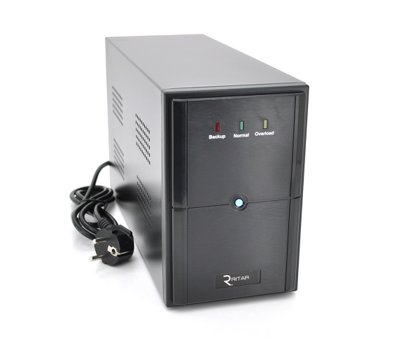 ИБП Ritar  E-RTM1500 (900W) ELF-L, LED, AVR, 3st, 3xSCHUKO socket, 2x12V9Ah, metal Case Q2 (405*195*285)