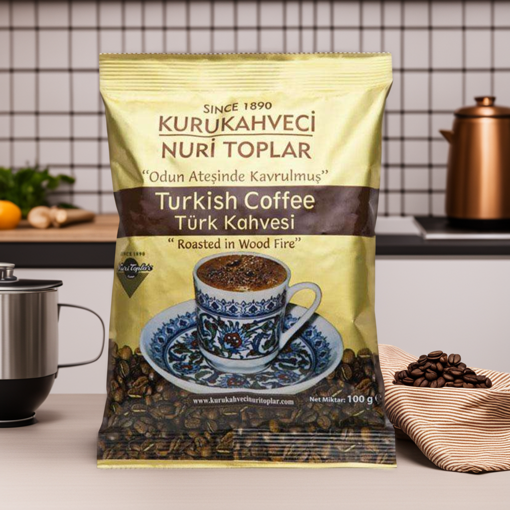 Турецкий кофе молотый оригинальный средней обжарки Kurukahveci Nurri Toplar 100 gr Арабика 100% Grida - фото 1 - id-p1615821671