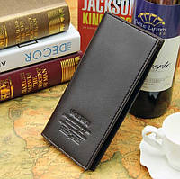Стильное мужское портмоне, бумажник, вертикальный, без монетницы, черный цвет