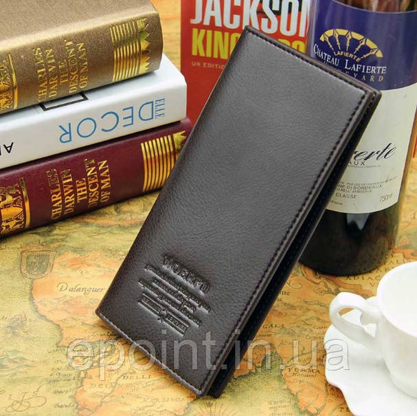 Стильное мужское портмоне, бумажник, вертикальный, без монетницы, черный цвет - фото 1 - id-p356935980