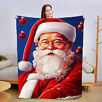 Плед новогодний Санта качественное покрывало с 3D рисунком размер 160х200
