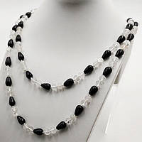 Буси Гірський Кришталь і Чорний Агат 10х8 мм 120 см
