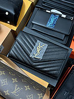 YSL Cassandre Matelasse Chain Wallet In Grain De Poudre Embossed Leather