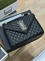 Yves Saint Laurent Envelope Medium In Quilted Grain De Poudre Embossed Leather