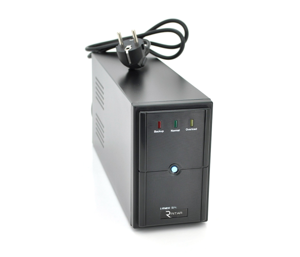 ИБП Ritar  E-RTM650 (390W) ELF-L, LED, AVR, 2st, 2xSCHUKO socket, 1x12V7Ah, metal Case Q4 (310*85*140)