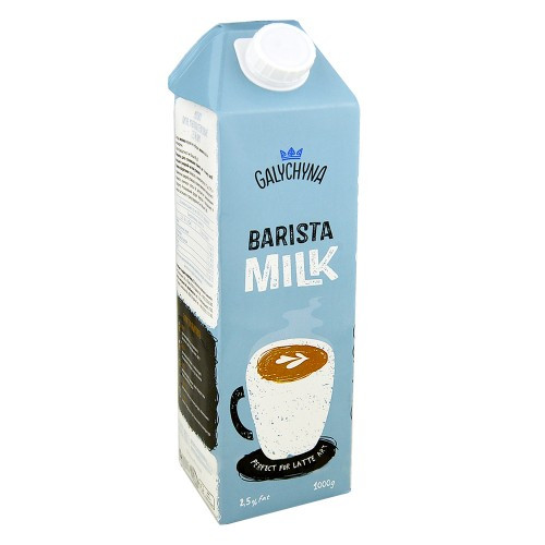 Молоко ультрапастеризоване "Галичина" Barista 2,5% 1л (12шт в ящику)