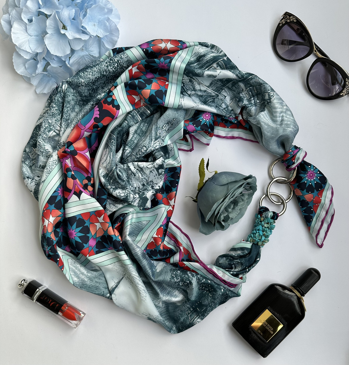 Дизайнерська та хустка my scarf "Морозний ранок" шийна хустка, подарунок жінці
