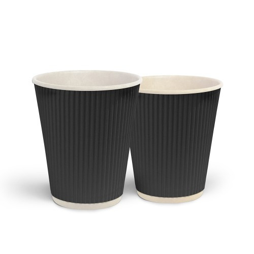Стакан гофрований "Чорний" 400мл  (25 шт)