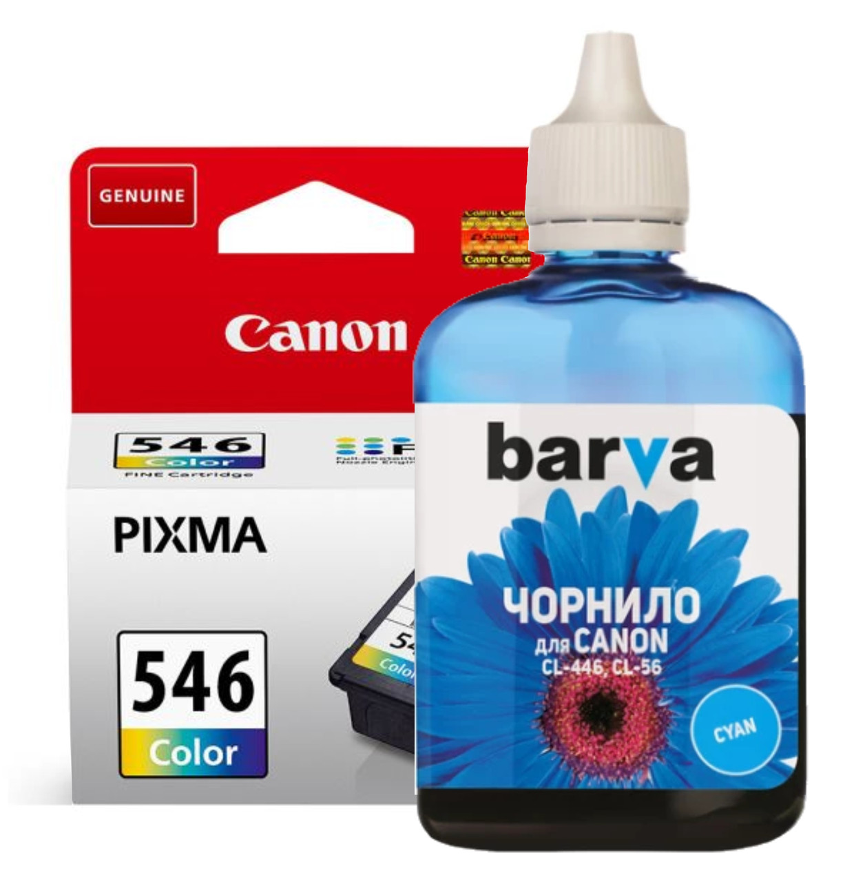 Чорнило для Canon CL-546 блакитне, водорозчинна фарба, Barva Cyan (90 мл/флакон).
