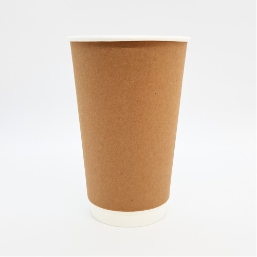 Стакан паперовий двошаровий ЄВРО Білий+Крафт 450мл (25 шт)