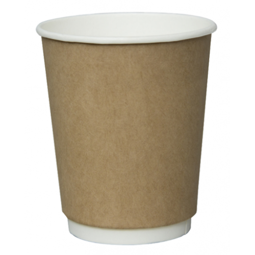 Стакан паперовий двошаровий ЄВРО Білий+Крафт 250мл (25шт)