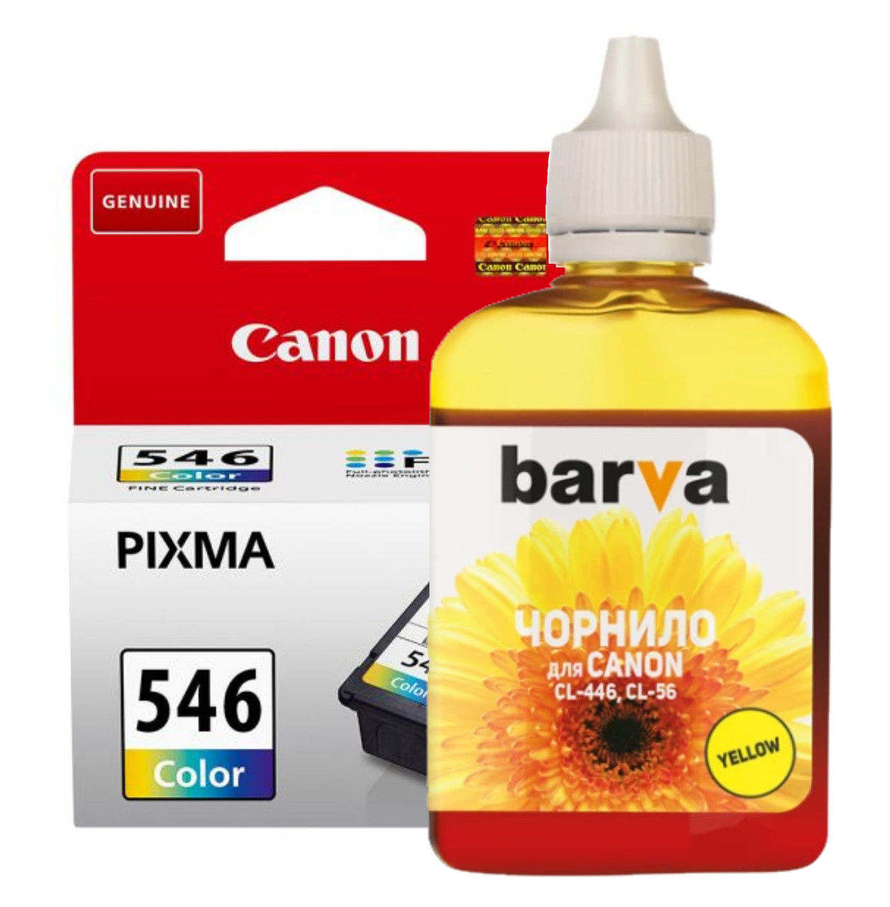 Чорнило для Canon CL-546 жовте, водорозчинна фарба, Barva Yellow (90 мл/флак).