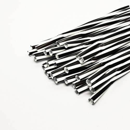 Трубочки Фреш з гофрою 100шт/уп (чорно-біла в смужку)