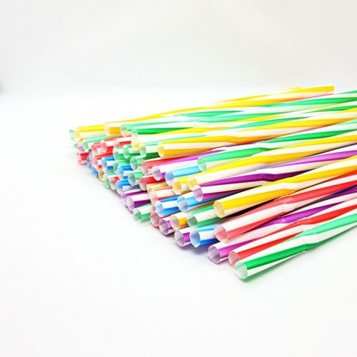 Трубочки Фреш з гофрою 100шт/уп (кольорова в смужку)