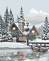 Картини Малювання за номерами зимовий пейзаж 40х50 Картини по цифрах Сніжна тиша Картина за номерами Ідейка 2873