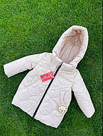 Пальто на зиму бежевое для девочки 2-3-4-5-6 лет, на рост 92-98-104-110-116 см
