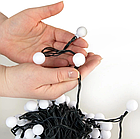 Гірлянда велика матова кулька 200 LED Теплий білий Чорний провід, фото 4