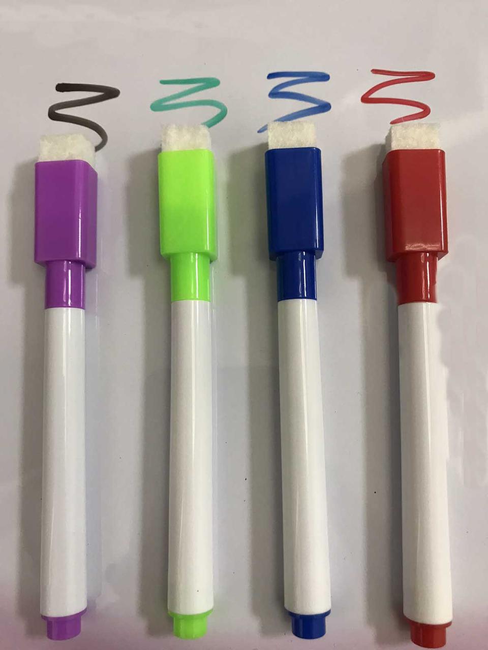 Набор маркеров для белой доски с фетровым ластиком на колпачке, 4 цвета в упаковке - фото 2 - id-p2010459831