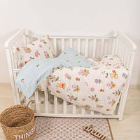 Комплект постільної білизни для дитячого ліжечка квіти (сатин)