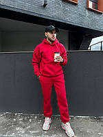 Спортивный костюм мужской утепленный на флисе красный Vizavi зимний костюм трехнитка с начесом