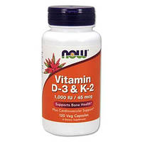 NOW Vitamin D3 & K2 120 растительных капсул