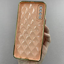 Чохол для Samsung Galaxy A30s чохол із золотою окантовкою на телефон самсунг а30с пудровий w0u, фото 3