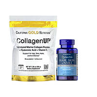 Комплект для красоты и здоровья: California Gold Nutrition Collagenup и Puritan's Pride Hair, Skin Nails One