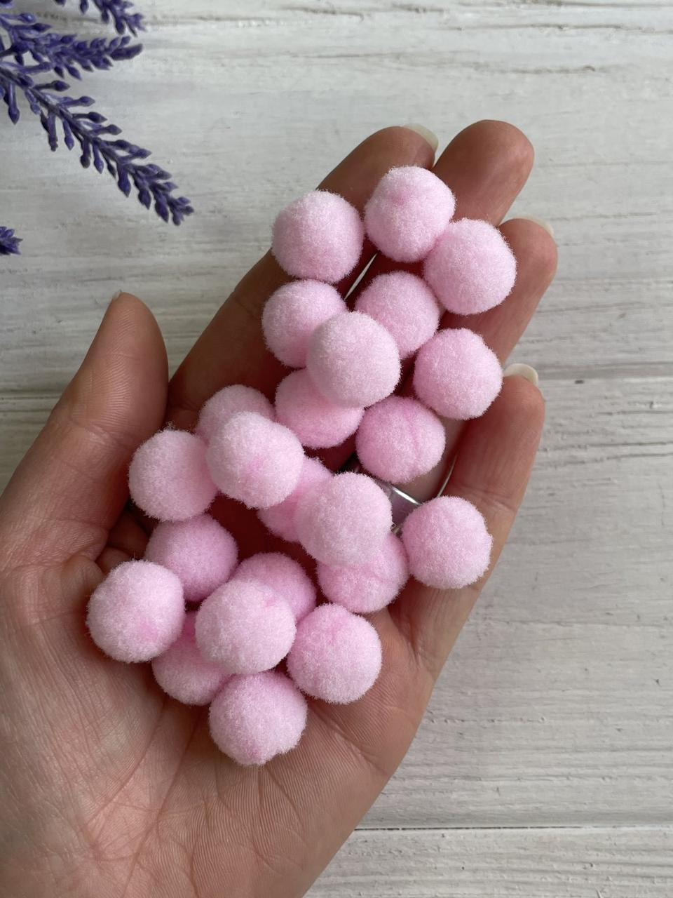 Помпони " Оксамитові 1.5 см", світло рожеві 500 шт
