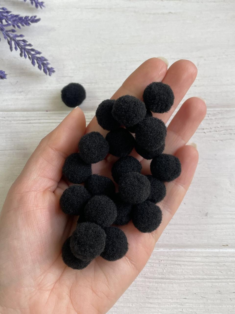 Помпони " Оксамитові 1.5 см", чорні 500 шт, фото 1