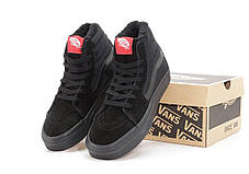 Чоловічі зимові кеди Vans SK 8 mid Winter Totak Black Ванс СК8 високі чорні кеди зимові з хутром, фото 4