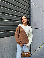 Свитер женский модный и красивый выбор цвета 44-50 | Теплый женский свитер шерстяной Молоко з шоколадом