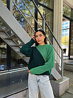 Свитер женский модный и красивый выбор цвета 44-50 | Теплый женский свитер шерстяной М ята з ізумрудом