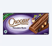 Шоколад Молочний Choceur Trauben Nuss з Фундуком та Ізюмом 200 г Німеччина