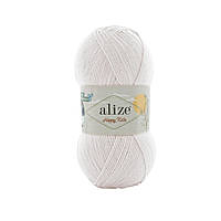 Alize HAPPY KIDS (Алізе Хеппі Кідс) №55 білий (Пряжа вовна з бамбуком, нитки для в'язання)