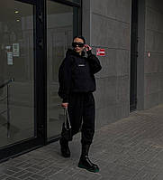 Женский спортивный костюм утепленный на флисе Vizavi NVS зимний костюм трехнитка с начесом черный