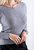 Пуловер в V-вирізом в рубчик сірий 65004 ONE SIZE (2000000119854), фото 3
