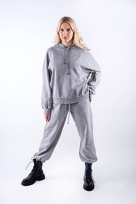 Жіночий костюм спортивний з ефектом вивареності сірий 40140 (2000000120096)