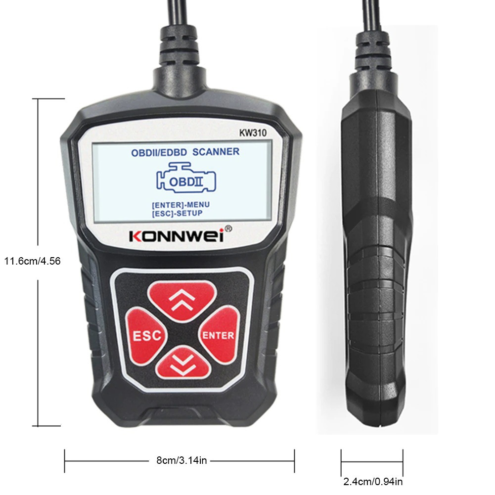 Диагностический автосканер OBD II Konnwei KW310 CAN OBDII + EOBD Code Reader Black cac - фото 5 - id-p2010488482