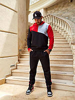 Спортивный костюм мужской двунитка Vizavi чернo-красный-меланж