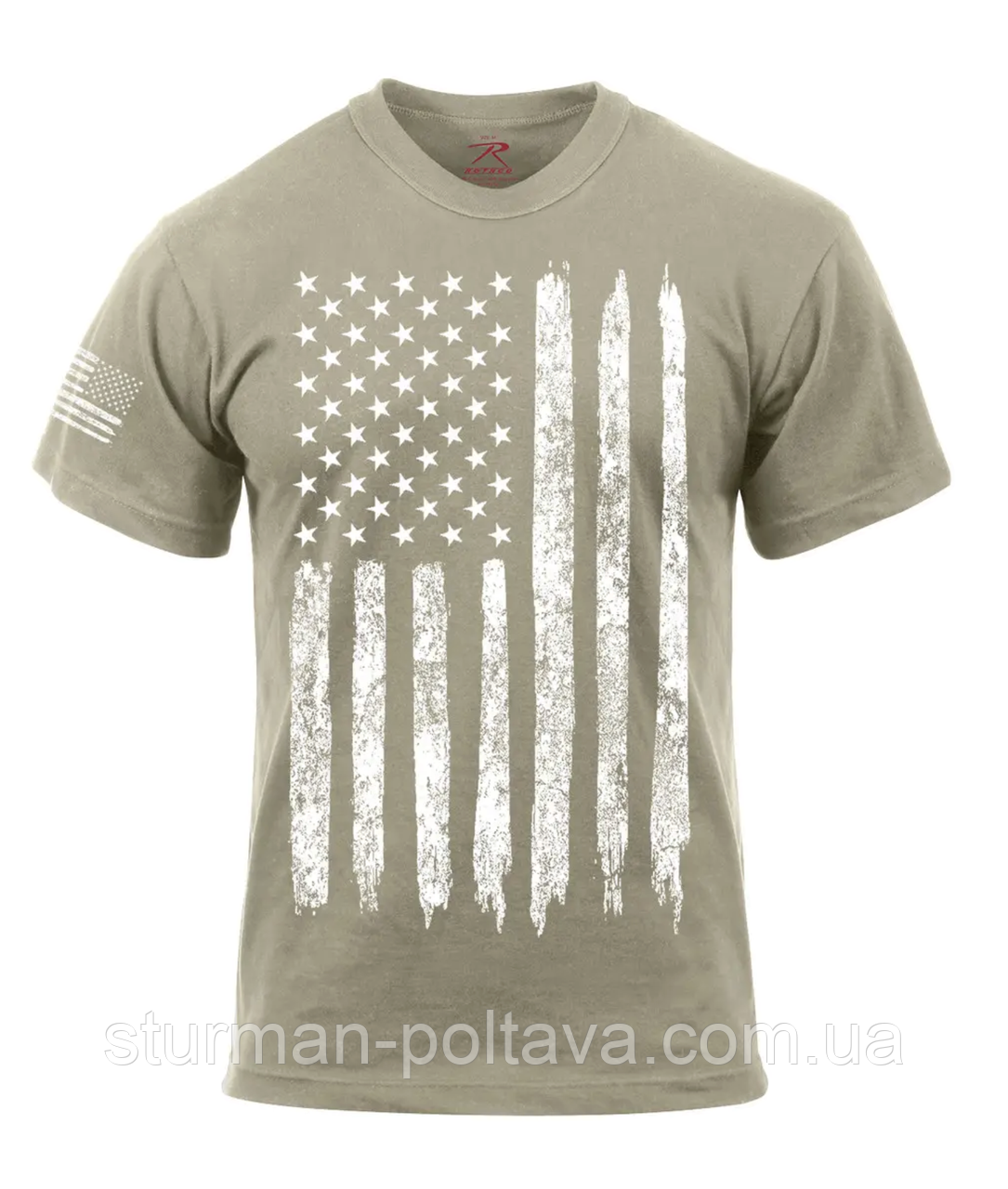 Футболка чоловіча бежева з принтом — прапор США Distressed US Flag Athletic Fit T-Shirt Rothco США