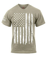 Футболка мужская бежевая с принтом - флаг США Distressed US Flag Athletic Fit T-Shirt Rothco США M