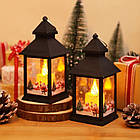 Новорічний нічник свічка/декоративний світильник "Новорічний будиночок" 14х6.4см, чорний, фото 5