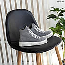 Стальні жіночі замшеві сірі демісезонні черевики-кеди, фото 3