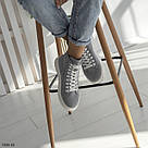 Стальні жіночі замшеві сірі демісезонні черевики-кеди, фото 4