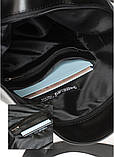 Модна жіноча чорна сумка шоппер з двома ручками матова екошкіра (якісна штучна шкіра), фото 5