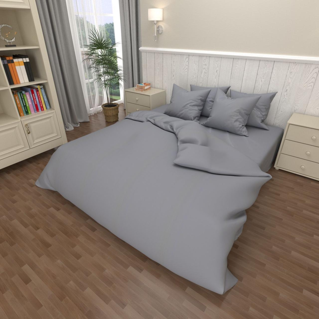 Наволочка на блискавці 70х70 (Бязь) | Від виробника "Королева Ночі" | Однотонний світло-сірий, фото 1