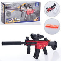 Детский игрушечный автомат пулемет М416 с мягкими пульками-присосками , оптический прицел
