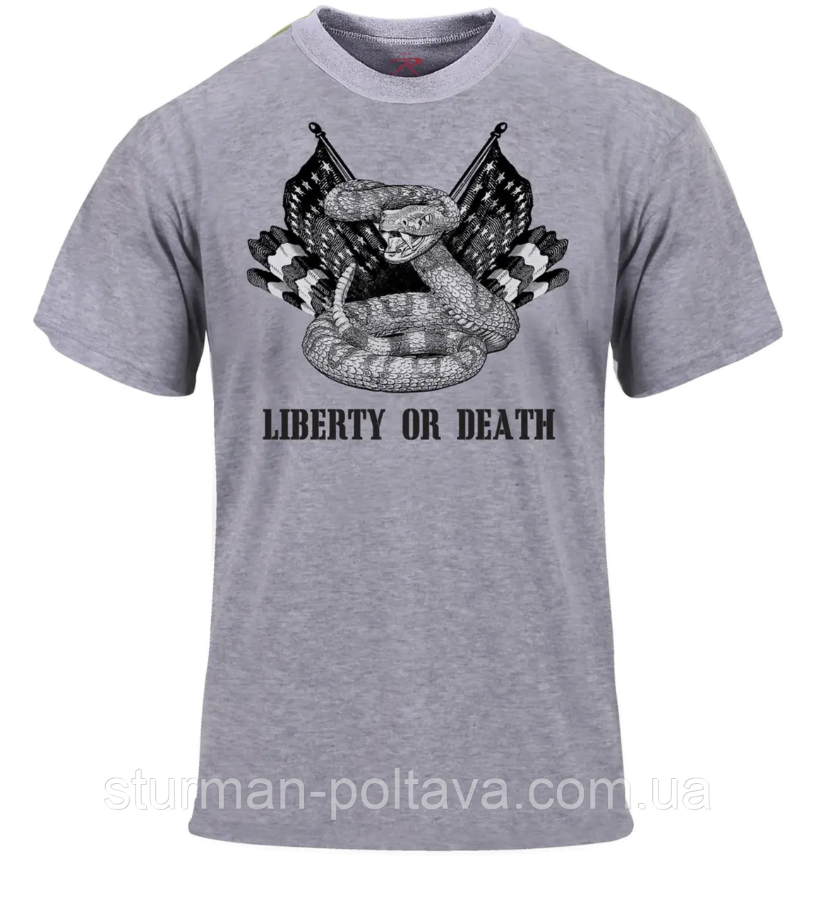 Футболка чоловіча патріотична Rothco Military Printed T-Shirt - Grey Свобода або смерть